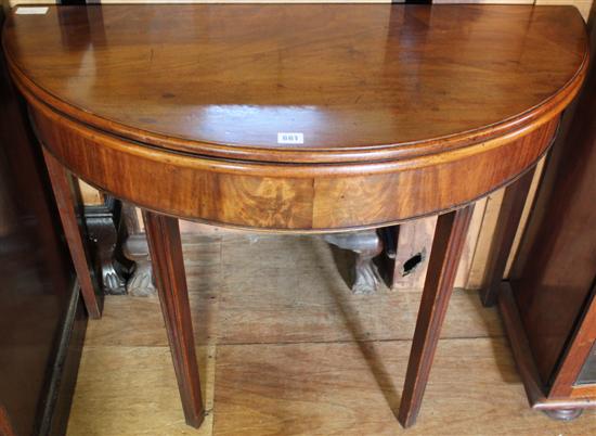 Georgian mahogany demi lune card table